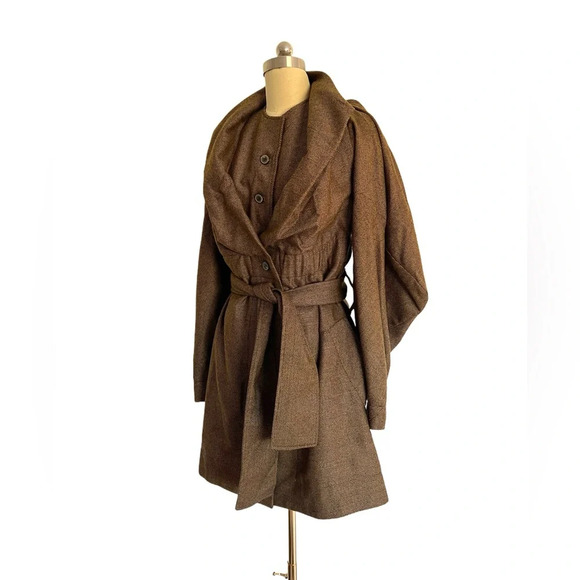 Unique designer rare ZSEGA 100% wool balloon sleeves lagenlook jacket coat S - Picture 3 of 16